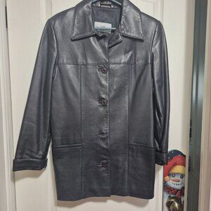 Real leather women jacket - Size S Navy Blue